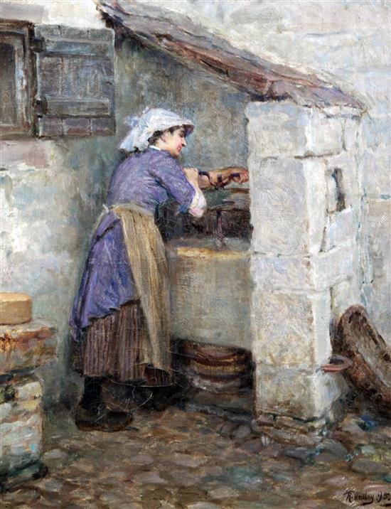 Ralph Hedley (1851-1913) Woman at a press 17.5 x 13.5in.